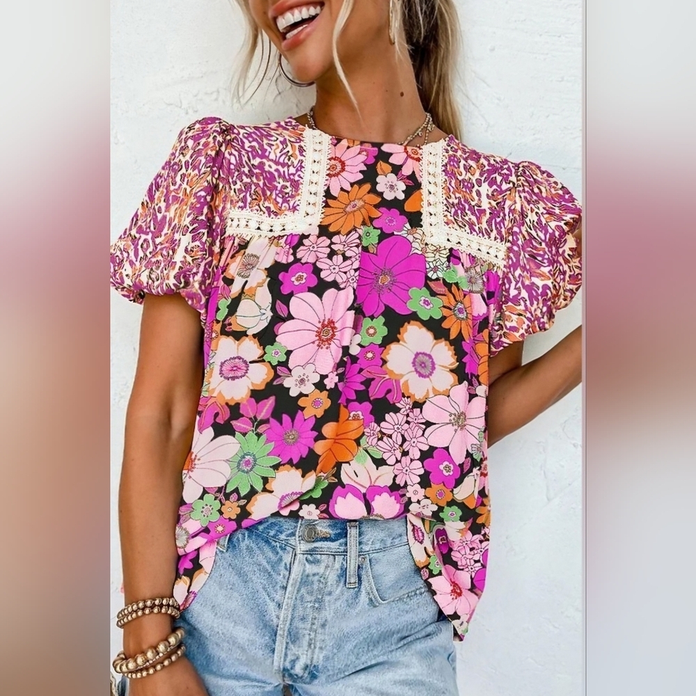 Bohemian Ruffle Flutter Sleeve Top - image 1